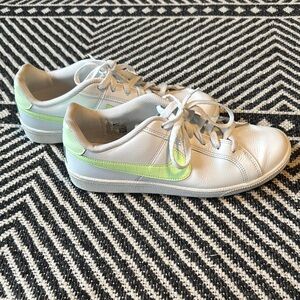 White Nike Sneakers with Neon Green